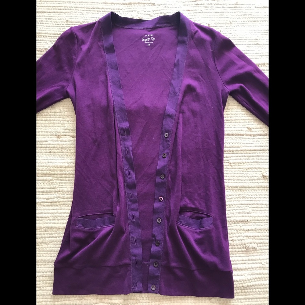 Jcrew Perfect Fit deep purple button down cardigan